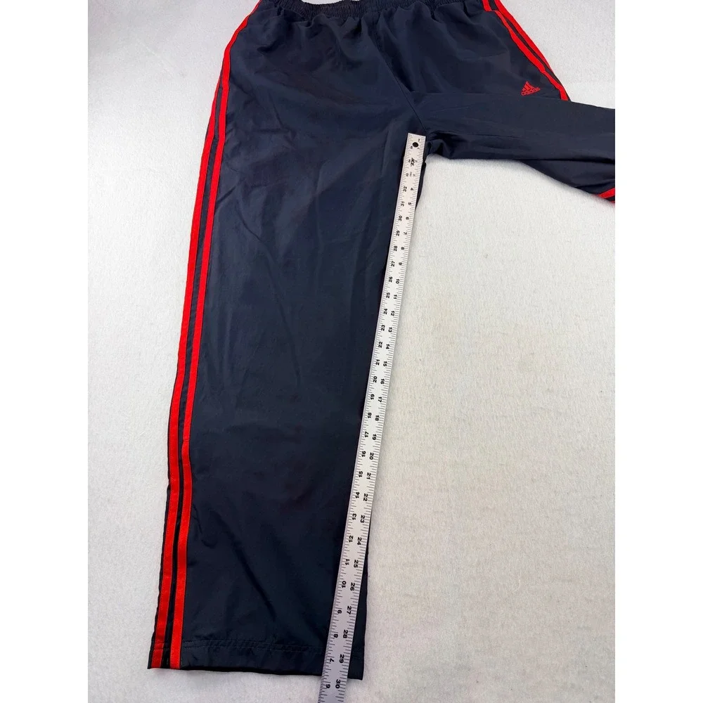Adidas Mens Track Pants Black Red Stripe Mesh Lined Ankle Zip Large